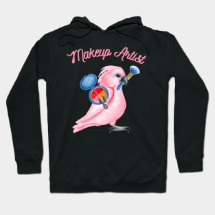 Pink Cockatoo Parrot Makeup Artist Watercolor Hoodie